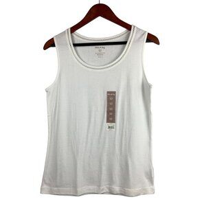 White Stag Womens Sleeveless Tank Top S (4-6) 100% Cotton White Made In Indonesi